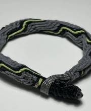 Andrew Stealth Lime – Szürke Szőtt Férfi Karkötő Neonzöld Kontrasztszállal