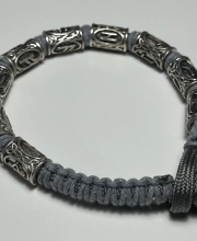 Andrew Viking Runes – Szürke Szőtt Férfi Karkötő Antik Ezüst Rúnagyöngyökkel