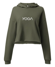 Női rövidített kapucnis pulóver - Letisztult YOGA felirattal