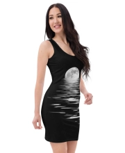 Női testhezálló prémium ruha - Misztikus telihold mintával