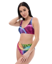 Prémium Magas Derekú Női Bikini Szett - Neon Lemon Cyber Rave Edition (UPF50+)
