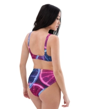 Prémium Magas Derekú Női Bikini Szett - Neon Lemon Cyber Rave Edition (UPF50+)