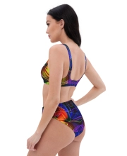 Prémium Magas Derekú Női Bikini Szett - Neon Körök Electric Pulse Edition (UPF50+)