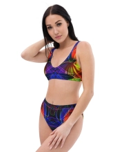 Prémium Magas Derekú Női Bikini Szett - Neon Körök Electric Pulse Edition (UPF50+)