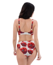 Prémium Magas Derekú Női Bikini Szett - Pipacsos Poppy Bloom Edition (UPF50+)
