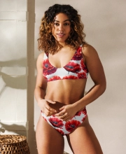 Prémium Magas Derekú Női Bikini Szett - Pipacsos Poppy Bloom Edition (UPF50+)