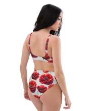 Prémium Magas Derekú Női Bikini Szett - Pipacsos Poppy Bloom Edition (UPF50+)