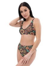 Prémium Magas Derekú Női Bikini Szett - Színes Virágos Retro Bloom Edition (UPF50+)