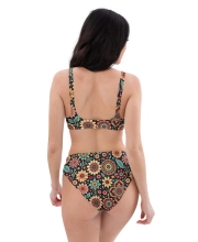 Prémium Magas Derekú Női Bikini Szett - Színes Virágos Retro Bloom Edition (UPF50+)