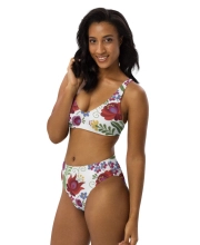 Prémium Magas Derekú Női Bikini Szett - Kalocsai Virág Heritage Avant-Garde Edition (UPF50+)