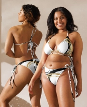 Tanga bikini - fekete arany karikák