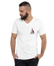 Férfi Prémium V-Nyakú Póló - Sailing Minimalist Graphic