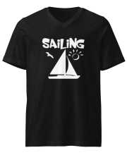 Férfi Prémium V-Nyakú Póló - Sailing Cyber Dark Graphic