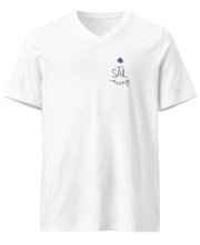 Férfi Prémium V-Nyakú Póló - Let Sail Away Minimalist Edition