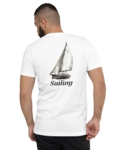 Férfi Prémium V-Nyakú Póló - Sailing Minimalist White Edition