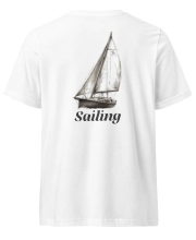 Férfi Prémium V-Nyakú Póló - Sailing Minimalist White Edition
