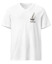 Férfi Prémium V-Nyakú Póló - Sailing Minimalist White Edition