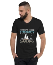 Férfi Prémium V-Nyakú Póló - Sailing Therapy Statement Edition
