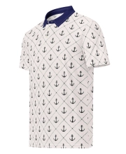 Prémium Galléros Slim Fit Póló - Horgonyos Pattern