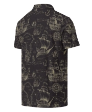 Prémium Galléros Slim Fit Póló - Tengerész Térkép Pattern Sötét
