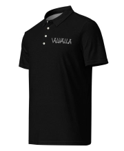Férfi slim fit galléros póló - Elől Minimalista Valhalla mintával 