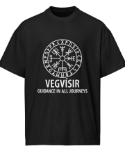 Férfi túlméretezett pamut póló - VEGVÍSIR mintával