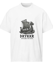Férfi túlméretezett pamut póló - DRAKKAR viking hajó mintával