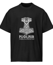 Férfi túlméretezett pamut póló - MJÖLNIR pöröly mintával
