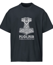 Férfi túlméretezett pamut póló - MJÖLNIR pöröly mintával