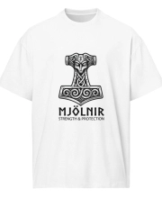 Férfi túlméretezett pamut póló - MJÖLNIR pöröly mintával