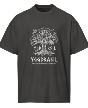 Férfi túlméretezett pamut póló - YGGDRASIL életfa mintával 