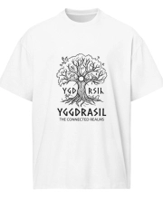 Férfi túlméretezett pamut póló - YGGDRASIL életfa mintával
