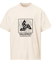 Férfi túlméretezett pamut póló - VALKNUT mintával