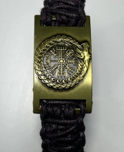 Prémium Kézzel Font Viking Karkötő Vegvisir & Jörmungandr Ouroboros Bronze Edition
