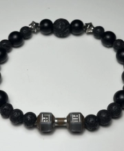 Ink2be Prémium Ásvány Karkötő - Onyx & Lava Stone Fit Life Dumbbell Edition