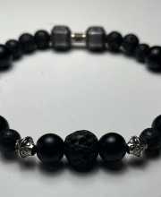 Ink2be Prémium Ásvány Karkötő - Onyx & Lava Stone Fit Life Dumbbell Edition