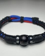 Ink2be Prémium Kézzel Font Paracord Karkötő - Dual Blue & Red Shamballa Edition