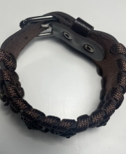 Ink2be Kézműves taktikai bőr karkötő - Bronz pajzsok és barna paracord kiadás