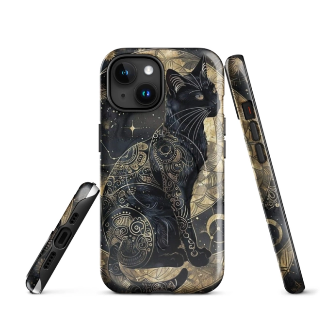 Ink2be Prémium MagSafe® iPhone® tok - Fekete-Arany Márvány Cica és misztikus luxus kiadás
