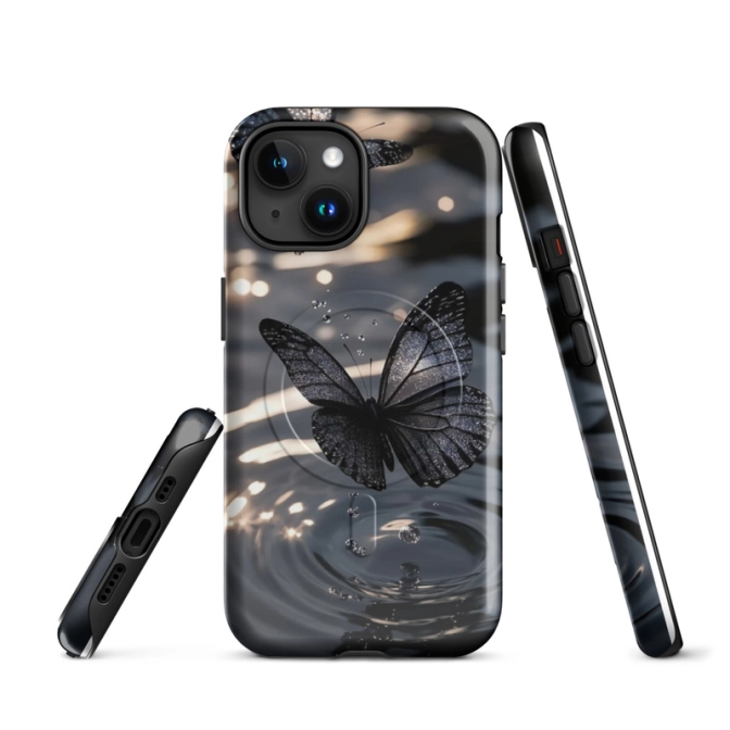 Ink2be Prémium MagSafe® iPhone® tok - Fekete Pillangó és misztikus lo-fi grunge kiadás