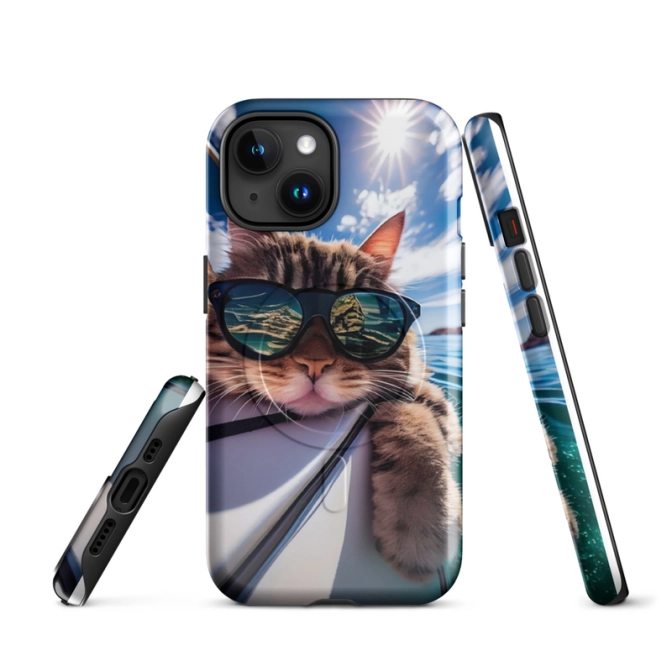 Ink2be Prémium MagSafe® iPhone® tok - Vagány Cica és napszemüveges lo-fi meme kiadás