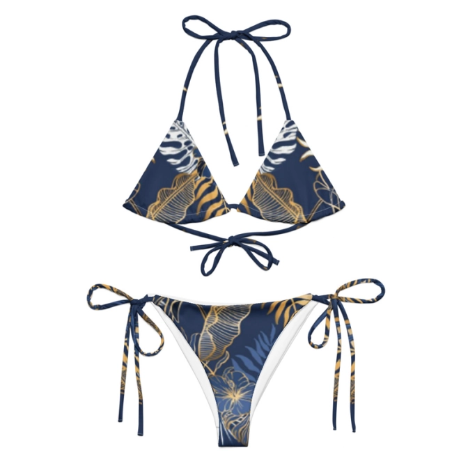 Tanga bikini - levél mintás
