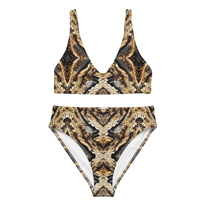 Prémium Magas Derekú Női Bikini Szett - Kígyóbőrös Exotic Luxury Edition (UPF50+)