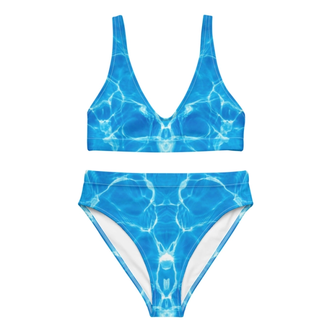 Prémium Magas Derekú Női Bikini Szett - Világos Medence Resort Edition (UPF50+)