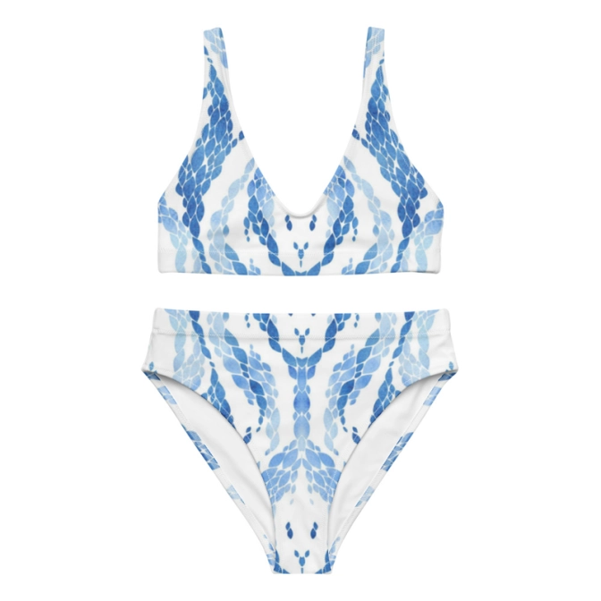 Prémium Magas Derekú Női Bikini Szett - Világos Kékes Ocean Luxury Edition (UPF50+)