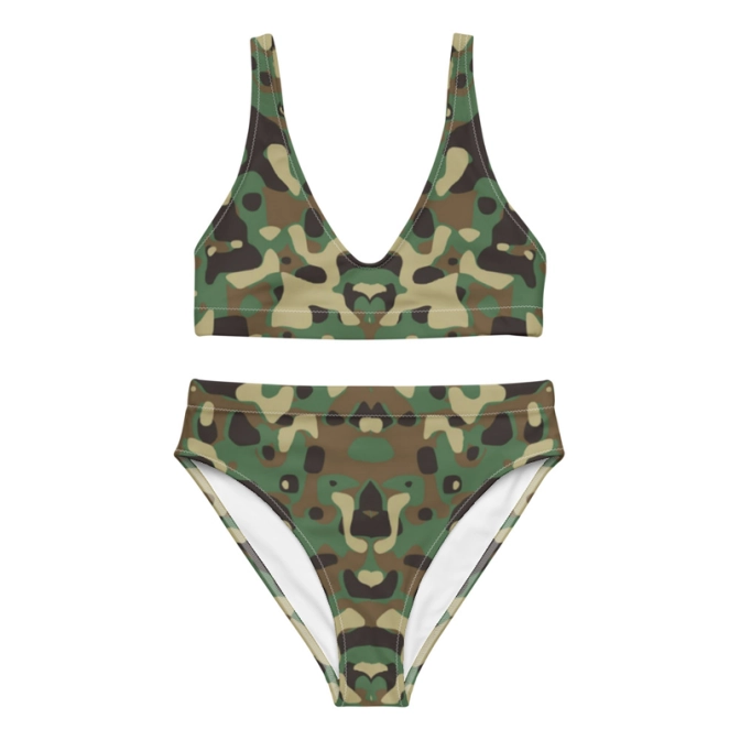 Prémium Magas Derekú Női Bikini Szett - Terepmintás Camo Tactical Edition (UPF50+)