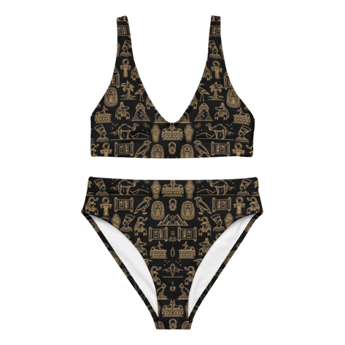 Prémium Magas Derekú Női Bikini Szett - Egyiptomi Bronze Pharaoh Edition (UPF50+)