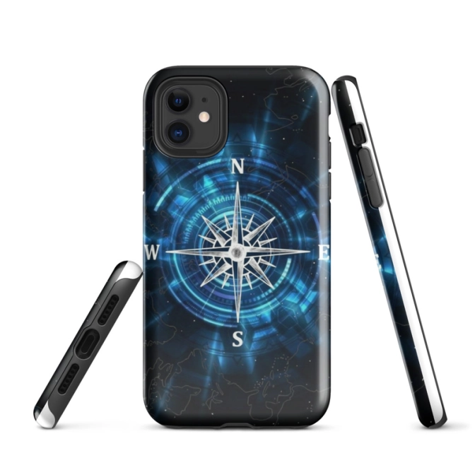 Ink2be Prémium Ütésálló iPhone® Kétrétegű Telefontok - Iránytű Electric Compass Edition