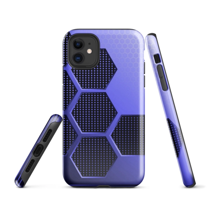 Ink2be Prémium Ütésálló iPhone® Kétrétegű Telefontok - Lila Inox Geometria Cyber Hive Edition