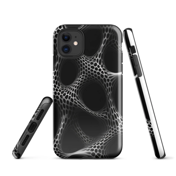 Ink2be Prémium Ütésálló iPhone® Kétrétegű Telefontok - Fekete-Szürke Geometrikus Cyber Linear Edition
